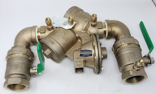 975XL2SEU-2 Wilkins: 2 975XL2SEU with 90 Degree Street Elbows and Union Ball Valves RP Backflow